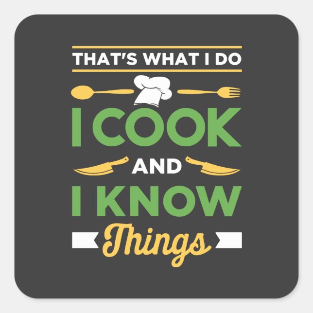 Funny Cooking Square Sticker (Front)