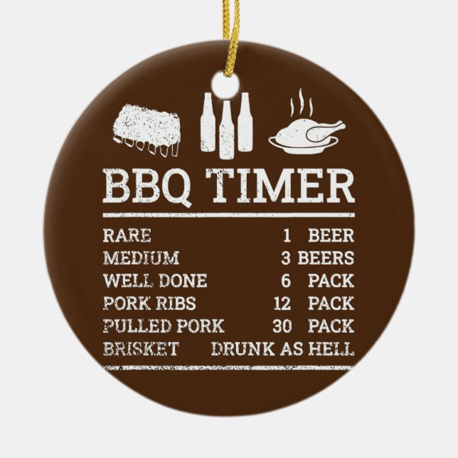 Funny Cooking Timer Barbecue Meat Smoker Ceramic Ornament (Front)
