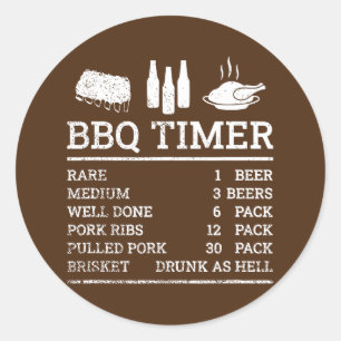 Funny Cooking Timer Barbecue Meat Smoker Classic Round Sticker