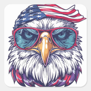 Funny, cool American eagle Square Sticker