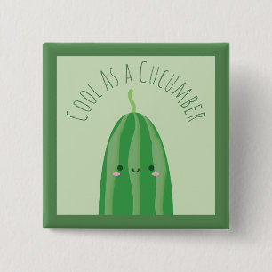 Funny Cool As a Cucumber Cute Food Pun Joke 2 Inch Square Button