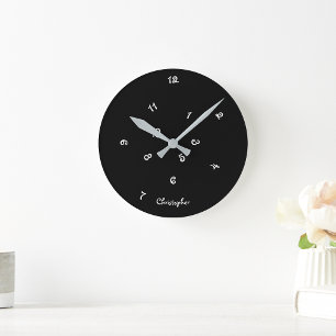 Funny Cool Black Jumbled Hours Boys Children Decor Round Clock