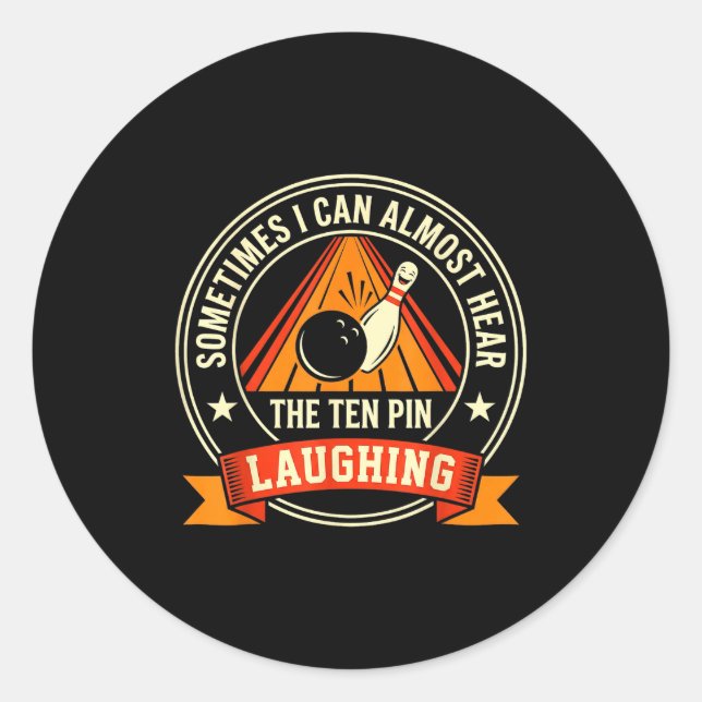 Funny cool bowling men dad bowler fun crazy classic round sticker (Front)
