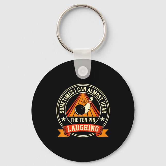 Funny cool bowling men dad bowler fun crazy keychain (Front)