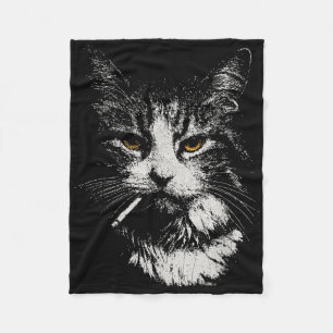 Funny Cool Cat Smoking Funny Meme Cigarette Cat Ga Fleece Blanket