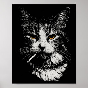 Funny Cool Cat Smoking Funny Meme Cigarette Cat Ga Poster