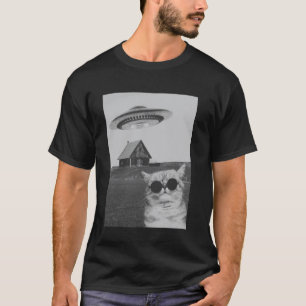 Funny Cool Cat With Spaceship T-Shirt