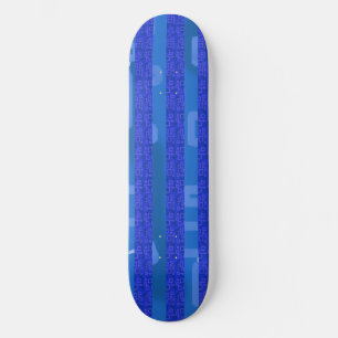 Funny Cool Chic Blue Geometric Stripes Skateboard
