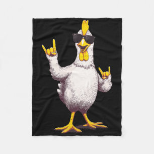 Funny Cool Chicken Rock On Poultry Animal Lover De Fleece Blanket