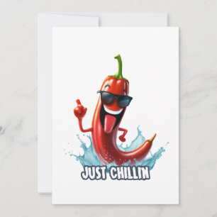 Funny cool chili pepper for print invitation