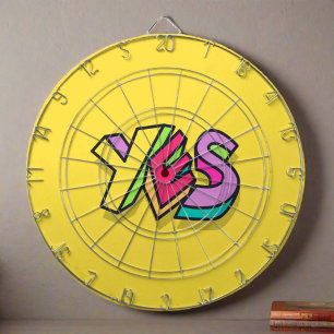 Funny Cool Colourful "YES" Bold yellow Trendy Spor Dartboard