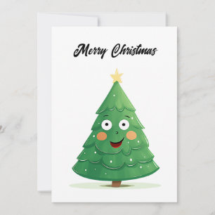 Funny Cool Comic Minimalist Modern Christmas Tree Holiday Card