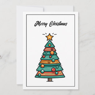 Funny Cool Comic Minimalist Modern Christmas Tree Holiday Card