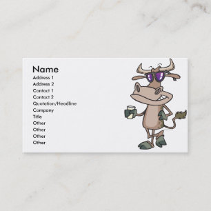 funny cool cow wearing shades cartoon character business card