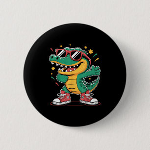 Funny Cool Crocodile Cartoon With Sungles And Snea 2 Inch Round Button