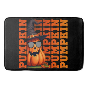 Funny Cool Cute Pumpkin fall autumn Thanksgiving Bath Mat