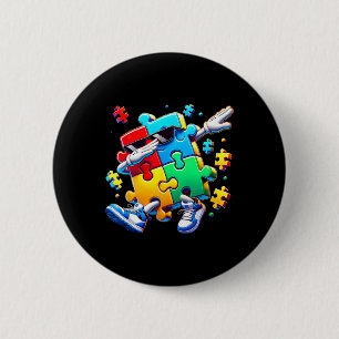 Funny Cool Dabbing Puzzle Piece Autism Awareness C 2 Inch Round Button