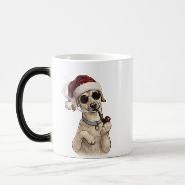 Funny Cool Dog Happy New Year Design Magic Mug (Left)