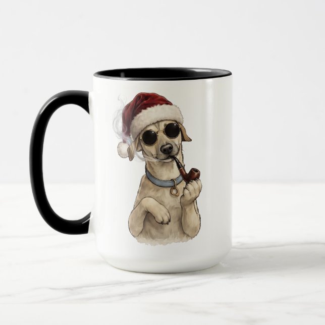 Funny Cool Dog Happy New Year Design Mug (Left)