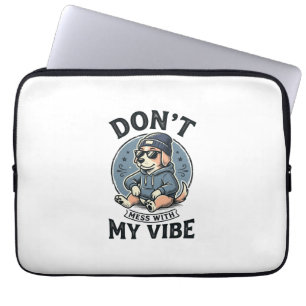 Funny Cool Dog Vibe Vintage Vector T-Shirt Design_ Laptop Sleeve