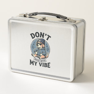Funny Cool Dog Vibe Vintage Vector T-Shirt Design_ Metal Lunch Box
