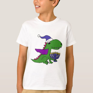 Funny Cool Dragon and Menorah Happy Hanukkah Art T-Shirt