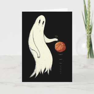 Funny Cool Ghost Dribbling Sketll - Halloween Sket Card