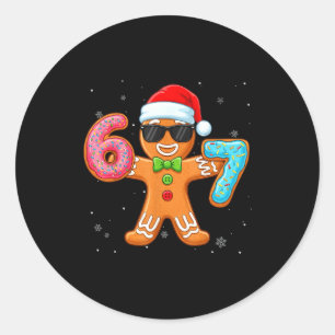 Funny Cool Gingerbread Six Seven 67 Ice Cream Drip Classic Round Sticker