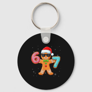Funny Cool Gingerbread Six Seven 67 Ice Cream Drip Keychain