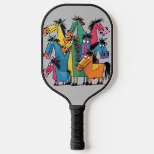 Funny Cool Horses Abstract Art Pickleball Paddle