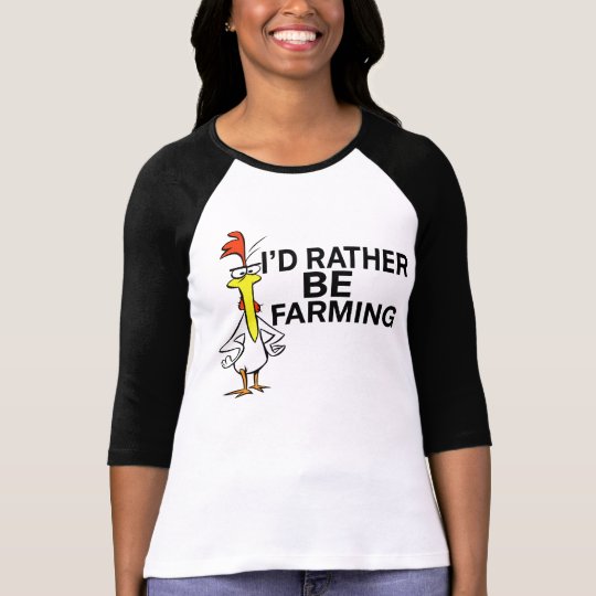 funny cool i'd rather be farming rude tshirt