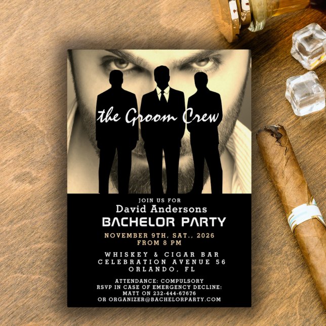 Funny, cool, modern Bachelor Party (Elegant Bachelor Party Invitation)