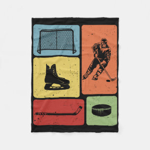 Funny Cool Puck And Stick Game Enthusiast Ice Hock Fleece Blanket