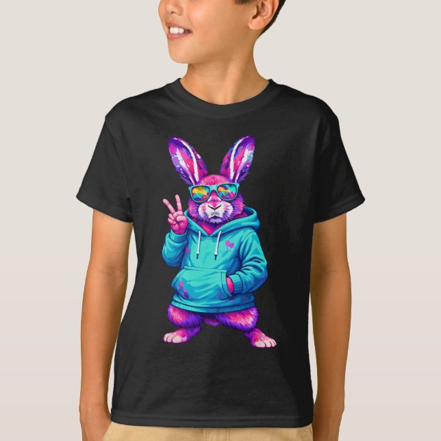 Funny Cool Rabbit Hip Hop Bunny Easter Men Boy Tee (Front)