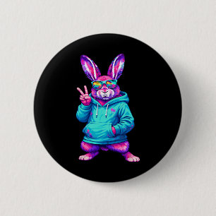 Funny Cool Rabbit Hip Hop Bunny Easter Men Boy Tee 2 Inch Round Button