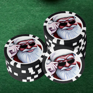 Funny Cool Santa Claus in Sunglasses Christmas Poker Chips