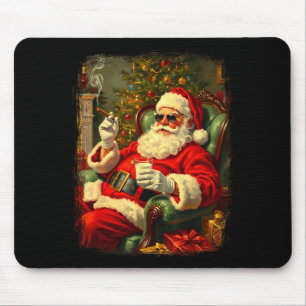 Funny Cool Sungles Cigar And Milk Santa Christmas  Mouse Pad