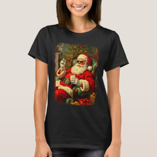 Funny Cool Sungles Cigar And Milk Santa Christmas  T-Shirt