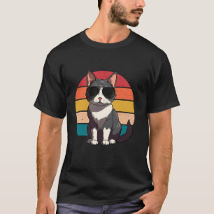 Funny Cool Sunset Retro 70s 80s 90s Cat in Sunglas T-Shirt