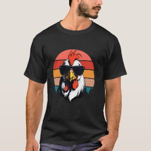 Funny Cool Sunset Retro 70s 80s 90s Chicken in Sun T-Shirt