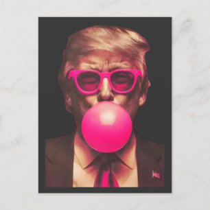 Funny Cool Trump Bubble Gum Pink Postcard