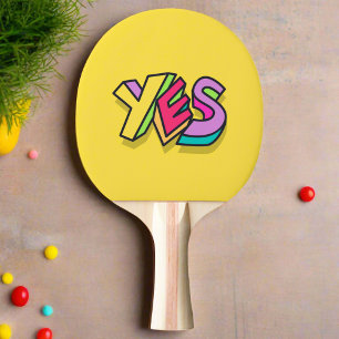 Funny Cool "YES" Bold yellow Colors Trendy Sports  Ping Pong Paddle
