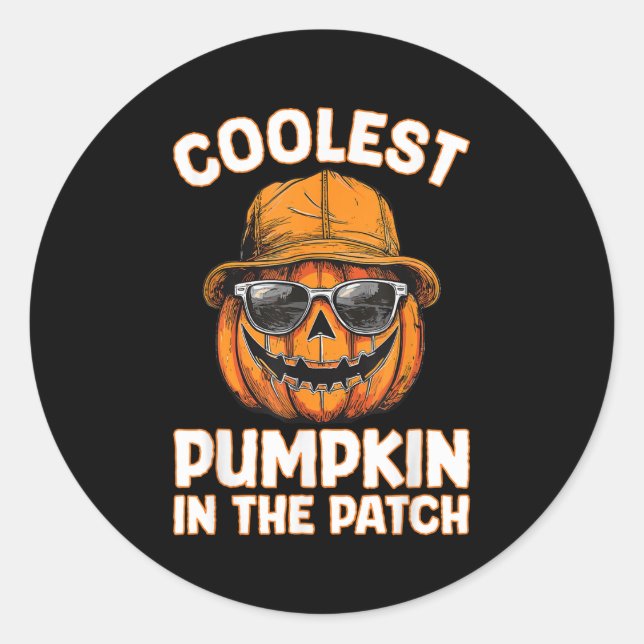 Funny Coolest Pumpkin In The Patch Halloween  Classic Round Sticker (Front)