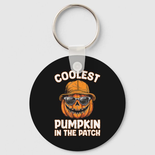 Funny Coolest Pumpkin In The Patch Halloween  Keychain (Front)