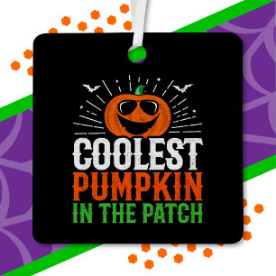 Funny Coolest Pumpkin In The Patch Halloween Party Metal Ornament