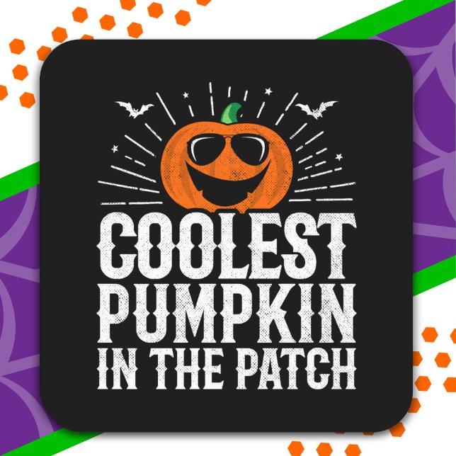 Funny Coolest Pumpkin In The Patch Halloween Party Square Sticker (Creator Uploaded)