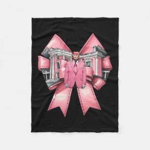 Funny Coquette Bow Trump Pink Heart Valentine Fleece Blanket