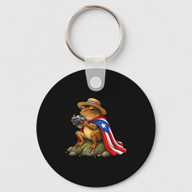 Funny Coqui Frog Puerto Rico Artwork Keychain (Front)
