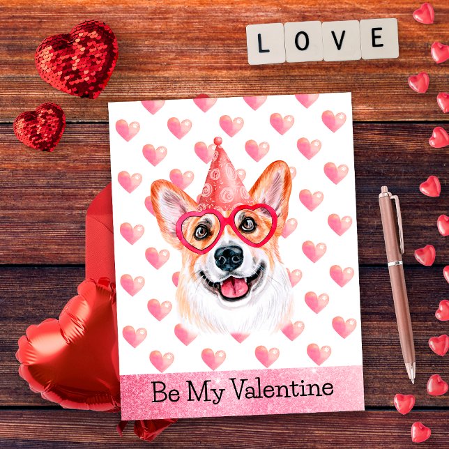 Funny Corgi Be My Valentine Dog Valentine's Holiday Postcard (Creator Uploaded)