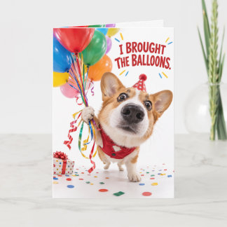 Funny Corgi Birthday Card | Fisheye Balloon Humour